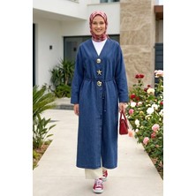 Harma Time Butik Kadın Rüveyda Tokalı Koyu Kot  Mavi Kap