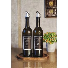 Empressco Ahşap Stantlı Amber 2'li 750 ml Zeytinyağı Sıvıyağ Şişesi Yağdanlık Yağlık 750ML