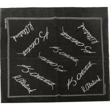 Zero Land Spt-Gld Atatürk Imzalı Desenli Bandana 50X50 Siyah