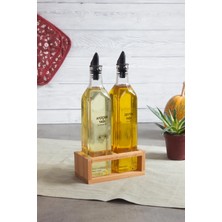 Empressco Hena -2 Li Yağdanlık Seti 500 ml , Ahşap Stantlı Yağlık Sirkelik - Etiketli