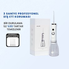 MMctech Pluzz Şarjlı Ağız Duşu - 320ML Su Hazneli 4 Başlık 4 Çalışma Modlu Su Geçirmez Ağız Diş Dil Temizleyici Beyaz