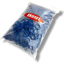 Ekoset Kauçuk Renkli Paket Ambalaj Toka Maydonoz Para Lastiği Mavi 1Kg 40 mm