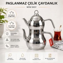 Fms Ayder Mini Boy Çaydanlık | 18/10 Paslanmaz Çelik | Indüksiyon Taban | 0,50 L + 1,10 L |