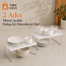 Tidy Home 2 Adet Dolap Içi Raf Düzenleyici Organizer Çay Bardak Fincan Banyo Metal Ayaklı Raf