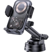 TeknoKapsül Yesido C307 Yapışkanlı 360 Derece Ayarlanabilir Cam Yüzeyli 15W Kablosuz Şarjlı Magsafe Araç Tutucu - Siyah