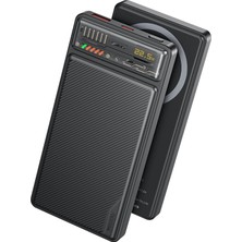 TeknoKapsül Yesido YP57 10.000 Mah LED Şarj Göstergeli 22.5W Usb3.0 ve 20W Type-C Çıkışlı 15W Kablosuz Şarjlı Pd Hızlı Şarj Magsafe Powerbank - Siyah