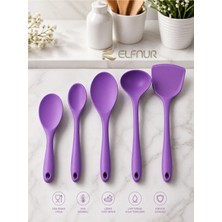 Empressco 5 Parça Isıya Dayanıklı Yanmaz Yapışmaz Silikon Kepçe Spatula Kaşık Seti (30-28-22-20 cm
