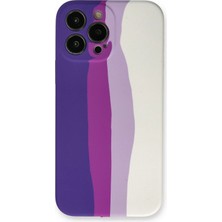 TeknoKapsül iPhone 13 Pro Kılıf Ebruli Lansman Silikon - Mor-Beyaz