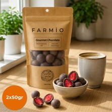 Farmio Ilave Şekersiz Çikolata Kaplı Çilek - 2X50GR Doypack