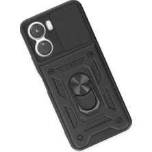 TeknoKapsül Newface Vivo Y16 Kılıf Pars Lens Yüzüklü Silikon - Siyah