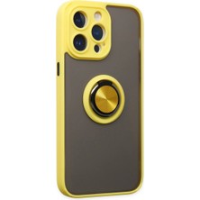 TeknoKapsül Iphone 14 Pro Kılıf Montreal Yüzüklü Silikon Kapak - Sarı