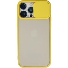 TeknoKapsül iPhone 13 Pro Max Kılıf Palm Buzlu Kamera Sürgülü Silikon - Sarı