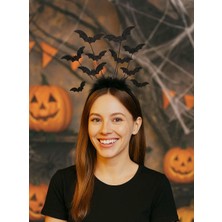 Parti Adresi Halloween Parti Tacı Yarasa Figürlü Cadılar Bayramı  Aksesuarı Siyah