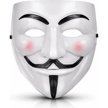 TeknoKapsül V Mask Premium Vendetta Beyaz Maske (Guy Fawkes Stil)