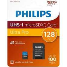 Philips Phılıps FM12MP65B, 128GB, Sdxc, Uhs-I, V30, CLASS10, Microsd Kart Bellek (Sd Adaptörlü)
