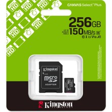 Kingston Kıngston SDCS3/256GB, Canvas Select Plus Gen3 A1, 100MB/S, Microsd Kart Bellek (Sd Adaptörlü)