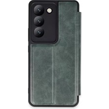 TeknoKapsül Newface Vivo V30 Lite 4g Kılıf Flip Cover - Koyu Yeşil