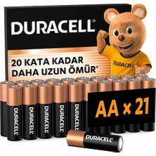 Duracell Basıc Aa Alkalin Kalem Pil (21'li Paket) – 1,5V