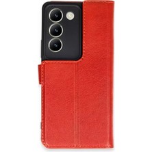 TeknoKapsül Newface Vivo V30 Lite 4g Kılıf Trend S Plus Kapaklı Kılıf - Kırmızı