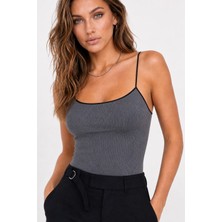 Neden Tekstil Kontrast Şeritli Triko Atlet Body