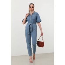 Banny Jeans Banny Kadın Jean Tulum Mavi Renkli Düz Pamuklu Günlük Kullanım İçin Tasarlandı