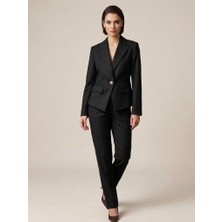 Ekol Gold Düğmeli Kruvaze Yaka Blazer Ceket 4141