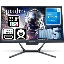 Quadro Stark H424D5 145850, I5-14400, 23,8" Fhd Ekran, 8gb Ddr5 Ram, 512GB Ssd, Paylaşımlı Vga, Free Dos All In One Pc