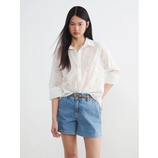 LC Waikiki Lcw Vision Beyaz Oversize Kadın Gömlek