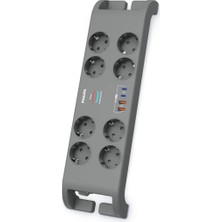 Philips Phılıps SPN8180GA/62, 8 Soket, Akım Korumalı Priz, 2400 Joules, 2mt Kablo, 2xusb-C Pd 20W Hızlı Şarj, 2xusb-A Qc 18W, (Gri)