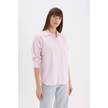DeFacto Oversize Geniş Kalıp Çizgili Oxford Uzun Kollu Gömlek D4512AX25SP