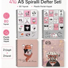 Fly Color A5 Spiralli 80 Yaprak 2 Çizgili 2 Kareli Defter Seti