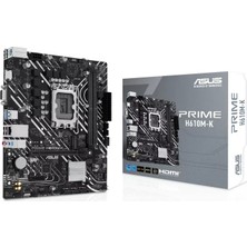 Asus Prıme H610M-K, 2xddr5, M.2, D-Sub, Hdmı, 12-13.14.nesil, LGA1700 Soket, Anakart