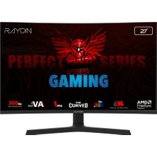 Raydın EG27RFA-300HZ, 27", 1ms, 300Hz, Full Hd, 350 Nits, 2xhdmı, Dp, Hoparlör, Va Led, R1500 Curved, Yükseklik Ayarlı Ayak, Frameless, Freesync Gaming Monitör