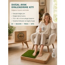 Nutrabella **no Stress Doğal Ayak Terapi Kiti – Gerçek Çim ve Deniz Kumlu Ahşap Dinlenme Seti 70×40 Cm**