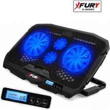 Fury E-Sport Laptop Soğutucu 4 Fanlı LCD Kontrol Panel Ayarlanabilir Dizüstü Bilgisayar Soğutma Fanı