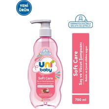 Uni Baby Soft Care Organik Hindistan Cevizi Yağlı Saç ve Vücut Şampuanı 700 ml Göz Yakmayan Formül ile Hassas Ciltler İçin