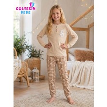 Gültekin Bebe Tarık Interlok Kumaş Geyik Nakışlı Kız Pijama Takımı 11-16 Yaş -TA6736470 - Bej