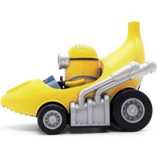 PopŞeker Minions Dave ve Muz Arabası - 14 cm Sürtmeli Mekanizmalı Oyuncak Araba ve Figür Seti