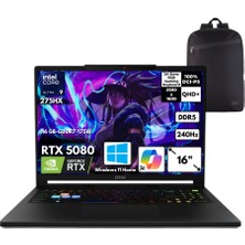 MSI Msı Raider 16 Hx Ultra 9-275HX 40-Gbddr5 4 Tbssd RTX5080 (16 GB-GDDR7-175W) 16" Qhd+ Windows 11 Home + Hmf Sırt Çantası B2WI-021TRHMF12