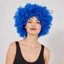 Timion Mey Ithalat® Mavi Renk Kıvırcık Afro Bonus Peruk