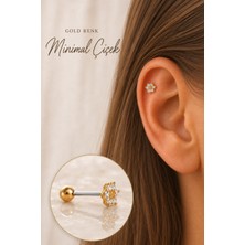 Sacce Scarves & Accessories Gold Mini Çiçek Tasarımlı Tragus, Helix ve Kıkırdak Piercing – Zarif ve Şık Kulak Takı Aksesuarı