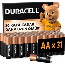 Duracell Basıc Aa Alkalin Kalem Pil (31'li Paket) – 1,5V