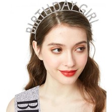 Timion Mey Ithalat® Gümüş Kristal Taşlı Birthday Girl Doğum Günü Tacı Ithal Ürün  17X1
