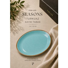 Porland Seasons Turkuaz Kayık Tabak 24X19 cm Porselen Sunum Tabağı