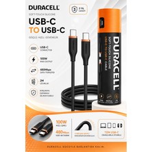 Duracell 2m Usb-C To Usb-C 100W Yumuşak Dokulu Silikon Data Kablosu - Siyah