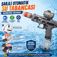 Kılıforyum Şarjlı Otomatik Su Tabancası – Sürekli Su Püskürtme, Nişangahlı, Su Hazneli, USB Şarjlı Oyuncak
