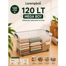 Lorempbox 120 Lt Mega Boy Tekerlekli Saklama Kutusu – Kilitli Şeffaf Istiflenebilir Büyük Boy Organizer