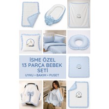 Harfe Özel 13 Parça Bebek Seti – Kişiye Özel Nakışlı Yenidoğan Bebek Seti Baby Nest, Pike ve Kundak