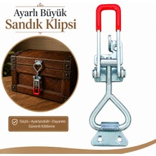 Badem10 Ayarlı Büyük Sandık Klipsi Gergi Mandalı Asma Kilit Uyumlu Kaput Kilidi Arı Kovan Mandalı Krom Metal
