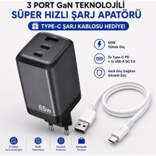 Schitec 65W Gan 3 Çıkışlı Hızlı Şarj Başlığı ve 67W Usba To Type-C Data ve Hızlı Şarj Kablo Hediye